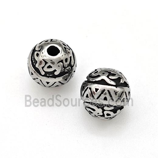 Stainless Steel Round Beads Antique Silver