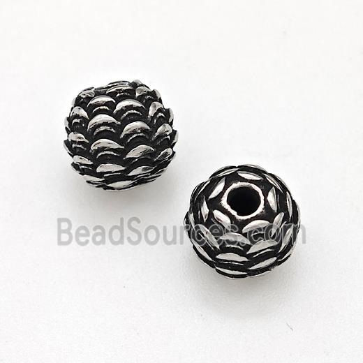 Stainless Steel Pinecone Beads Antique Silver