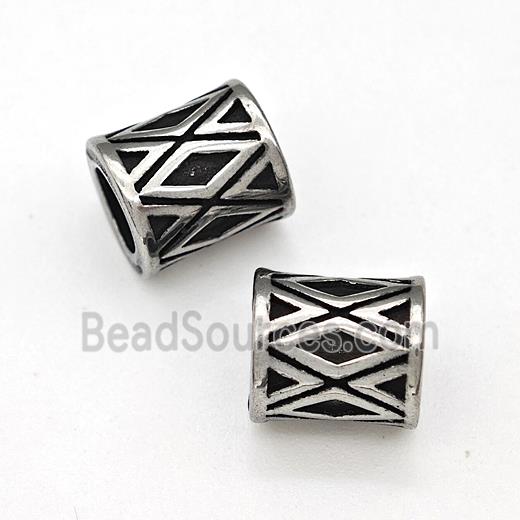 Stainless Steel Tube Beads Large Hole Antique Silver