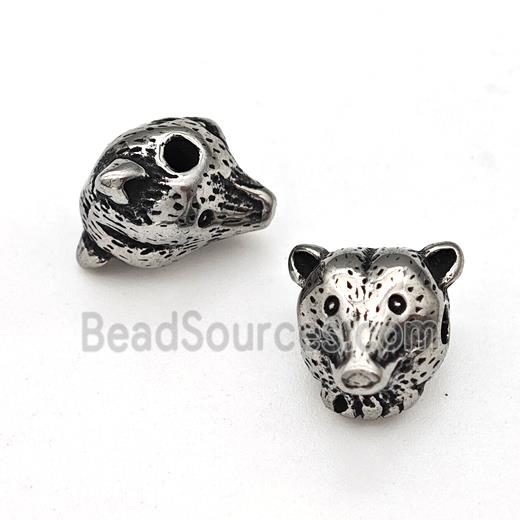 Sideburns Dog Charms Stainless Steel Beads Antique Silver