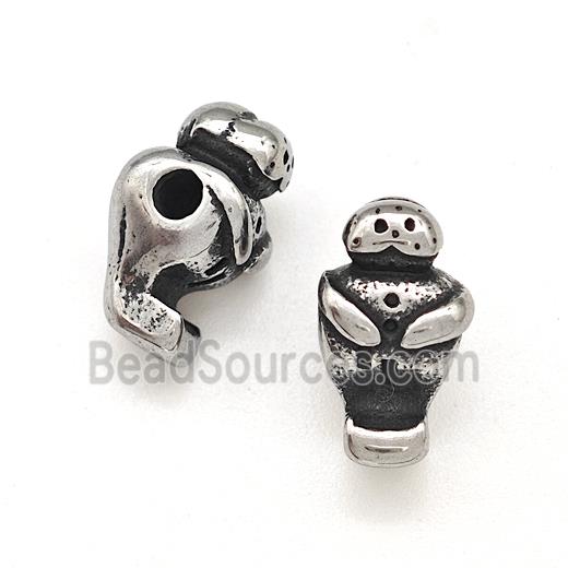 Stainless Steel Boy Beads Antique Silver