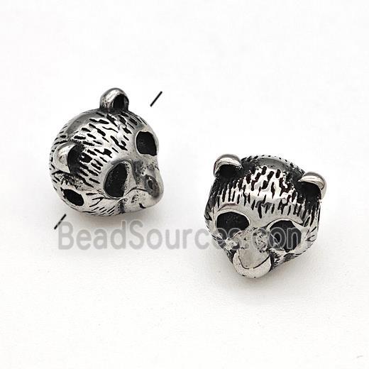 Stainless Steel Panda Bear Beads Antique Silver