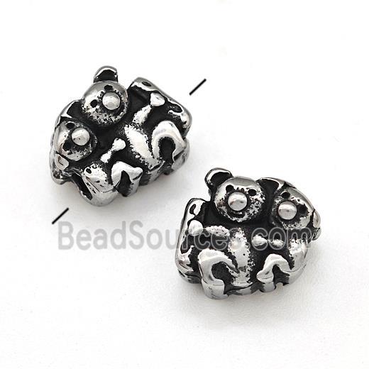 Stainless Steel Panda Bear Beads Antique Silver