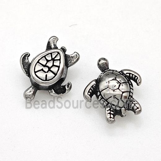 Stainless Steel Tortoise Beads Antique Silver