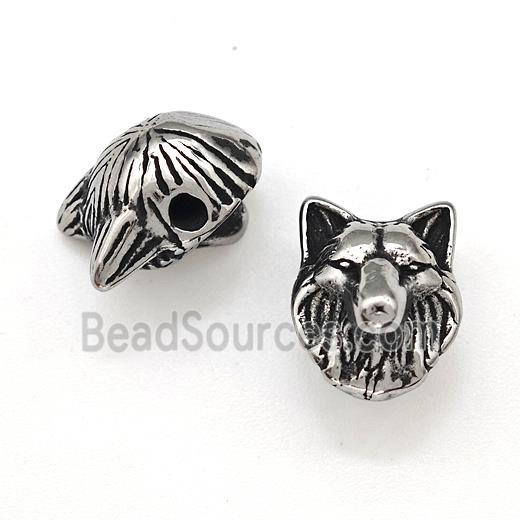 Stainless Steel Wolf Beads Antique silver