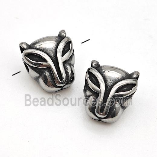 Stainless Steel Fox Beads Antique Silver