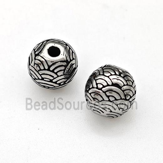 Stainless Steel Round Beads Antique Silver