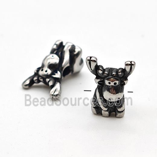 Stainless Steel Moose Beads Antique Silver