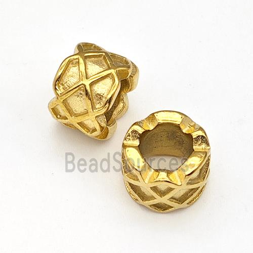 Stainless Steel Tube Beads Large Hole Gold Plated