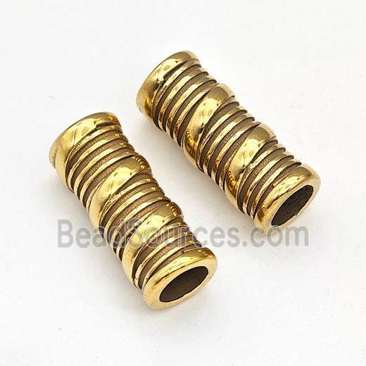 Stainless Steel Tube Beads Large Hole Gold Plated