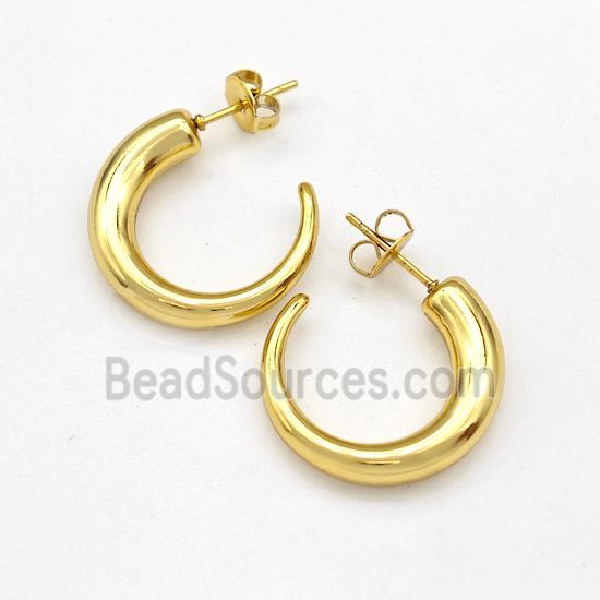 304 Stainless Steel Stud Earring Hollow Gold Plated