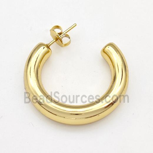 304 Stainless Steel Stud Earring Hollow Gold Plated