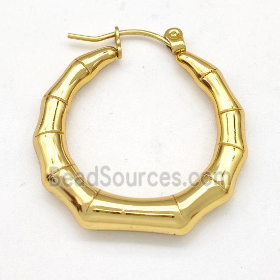 304 Stainless Steel Earring Hollow Bamboo Gold Plated