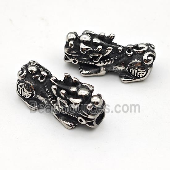 Chinese Pixiu Charms Stainless Steel Beads Large Hole Antique Silver