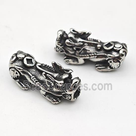 Chinese Pixiu Charms Stainless Steel Beads Large Hole Antique Silver