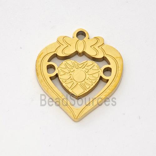 Stainless Steel Heart Pendant Gold Plated