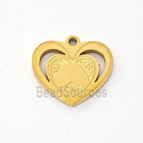 Stainless Steel Heart Pendant Gold Plated