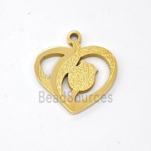 Stainless Steel Heart Pendant Tulip Gold Plated