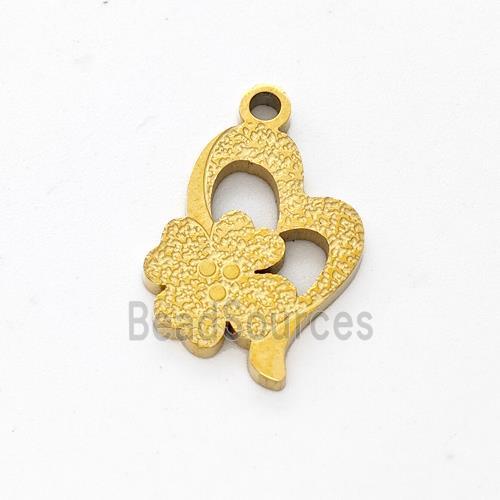 Stainless Steel Heart Pendant Clover Gold Plated