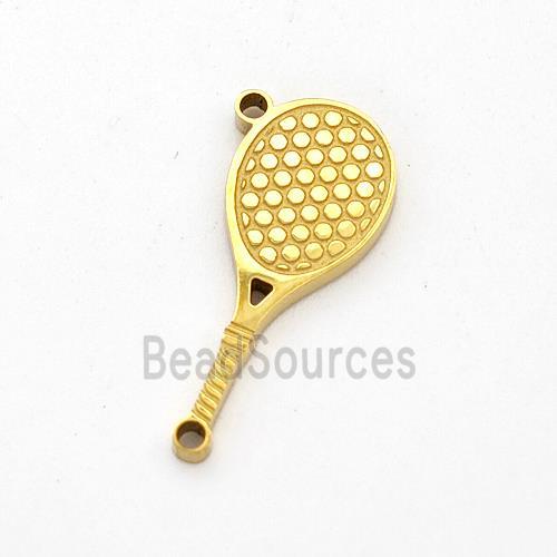 Tennis Racket Charms Stainless Steel Pendant Sports Gold Plated