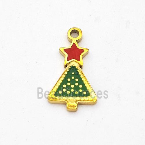 Christmas Tree Charms Stainless Steel Pendant Enamel Gold plated