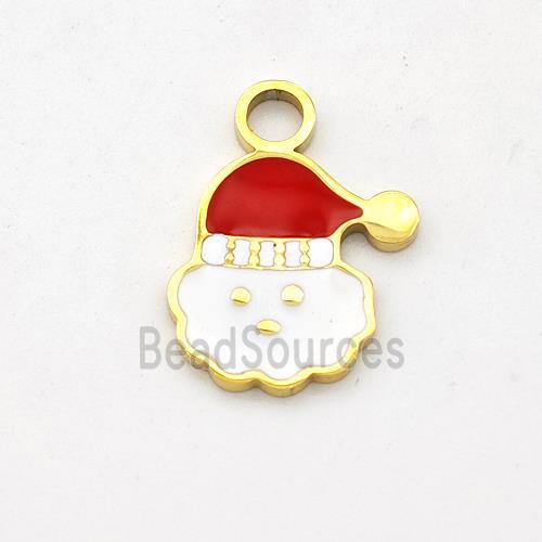 Santa Claus Charms 304 Stainless Steel Pendant Enamel Gold Plated