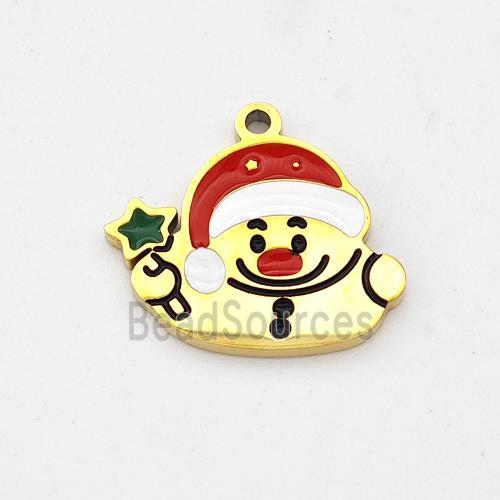 Santa Claus Charms Stainless Steel Pendant Enamel Gold Plated