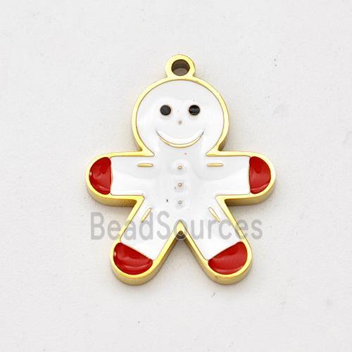 Christmas Snowman Charms Stainless Steel Pendant Enamel Gold Plated