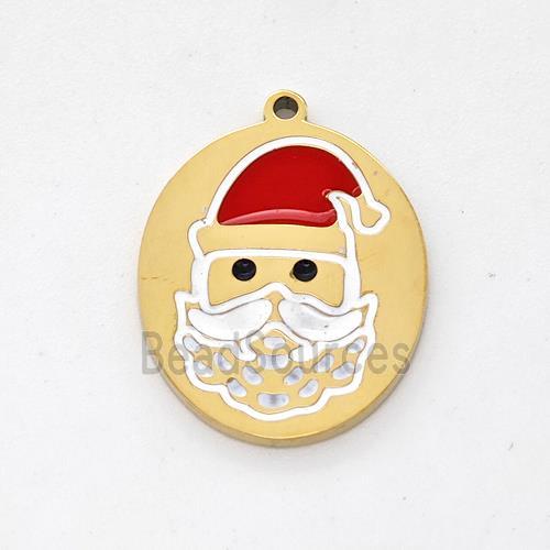 Santa Claus Charms Stainless Steel Pendant Enamel Gold Plated