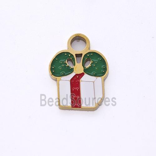 Christmas Gift Charms Stainless Steel Pendant Enamel Gold Plated