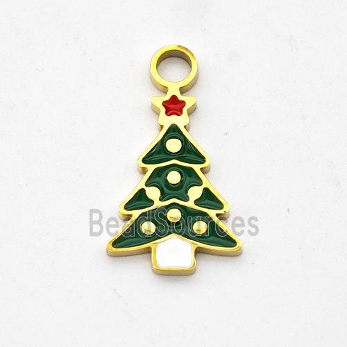 Christmas Tree Charms Stainless Steel Pendant Enamel Gold plated