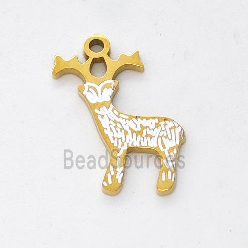 Christmas Reindeer Charms Stainless Steel Pendant Enamel Gold Plated