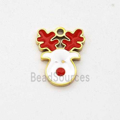 Christmas Reindeer Charms Stainless Steel Pendant Enamel Gold Plated