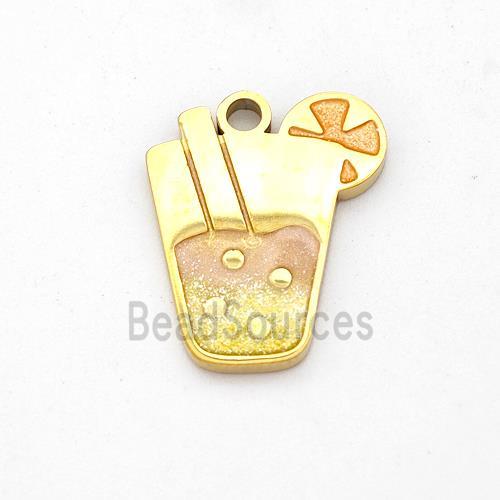 Ice Cream Bottle Drink Cup Charms Stainless Steel Pendant Painted Gold Plated