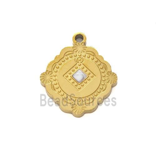 Stainless Steel Pendant White Painted Gold Plated