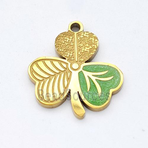 Stainless Steel Clover Pendant Painted Gold Plated