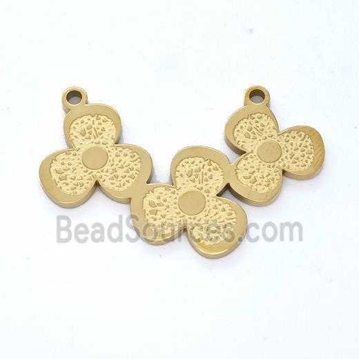 Stainless Steel Clover Pendant Links 2loops Gold Plated