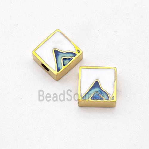 Stainless Steel Square Beads Painted Mountain Gold Plated