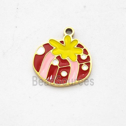 Stainless Steel Flower Pendant Multicolor Enamel Gold Plated