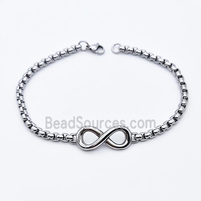 304 Stainless Steel Infinity Bracelet Antique Silver