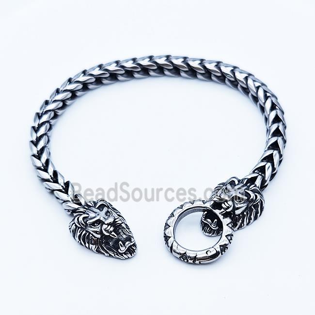 304 Stainless Steel Lion Bracelet Antique Silver