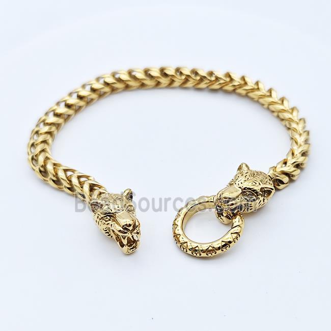 304 Stainless Steel Leopard Bracelet Gold Plated