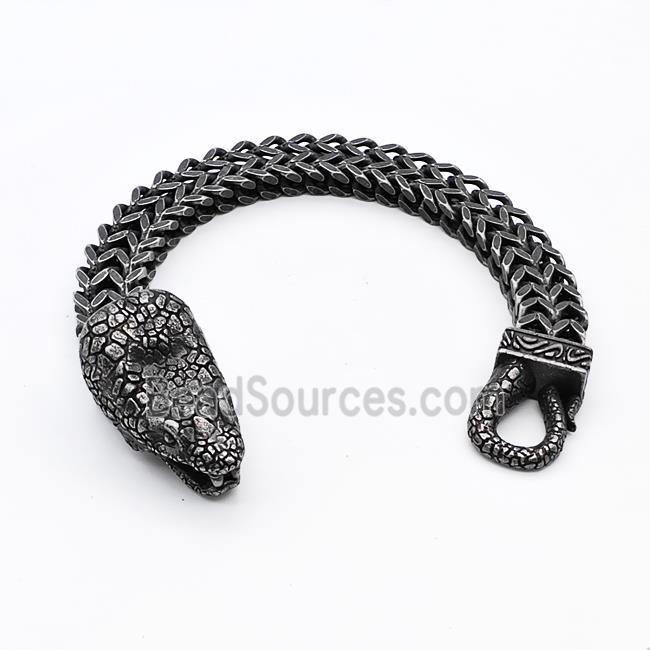 304 Stainless Steel Snake Bracelet Antique Black