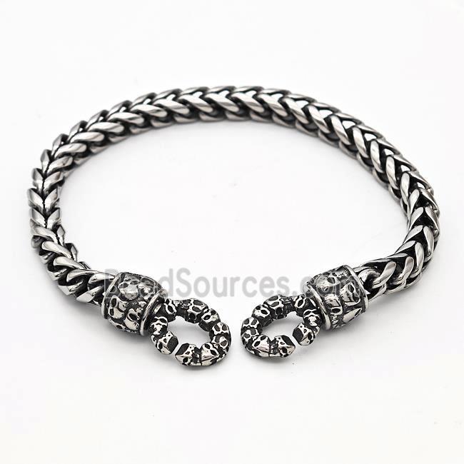 304 Stainless Steel Bracelet Skull Antique Silver