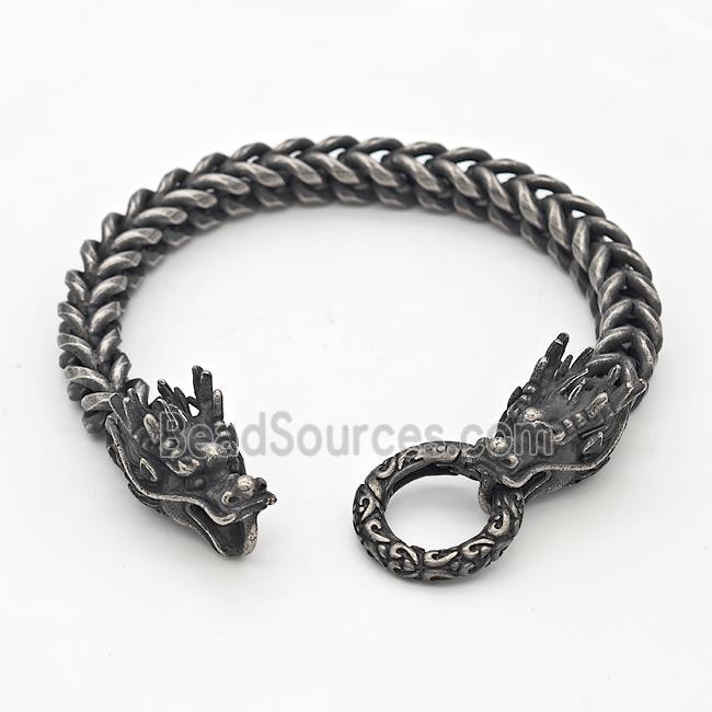 304 Stainless Steel Dragon Bracelet Antique Black