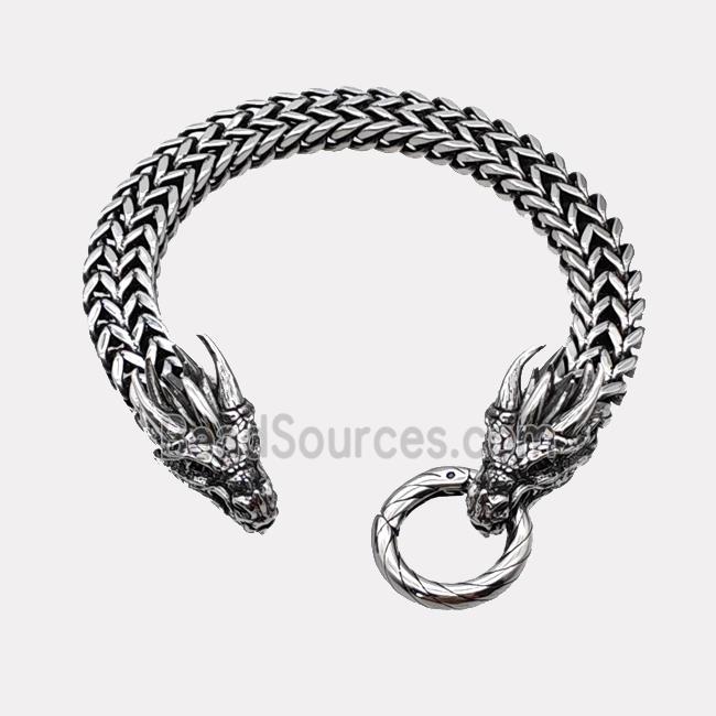 304 Stainless Steel Dragon Bracelet Antique Silver