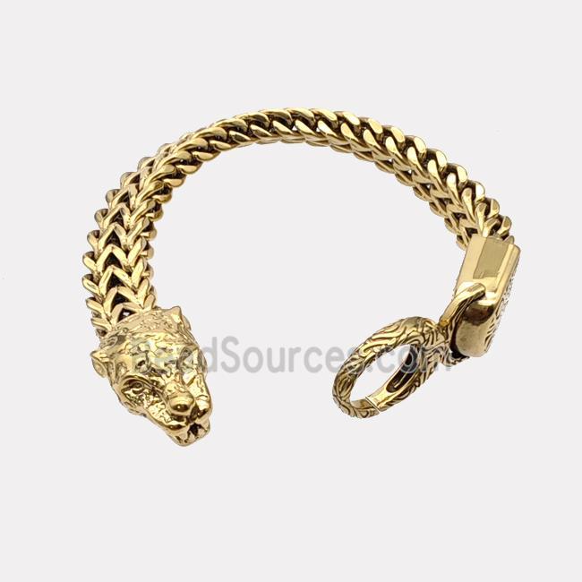 304 Stainless Steel Bracelet Leopard Gold Plated