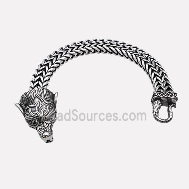 304 Stainless Steel Bracelet Dragon Antique Silver