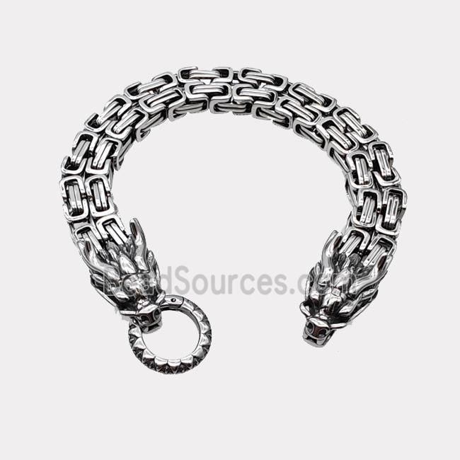 304 Stainless Steel Dragon Bracelet Antique Silver