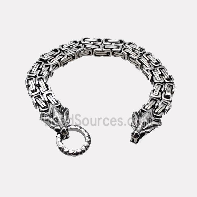 304 Stainless Steel Dragon Bracelet Antique Silver